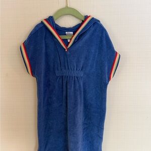 Hanna Andersson Kids Blue Towel Poncho with Rainbow Accents